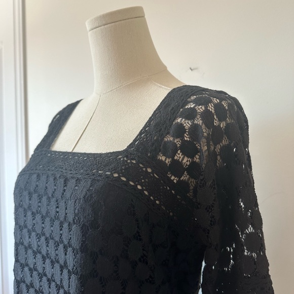 Solitaire Loas Angeles womens square neck black lace mini dress size medium - Picture 2 of 10